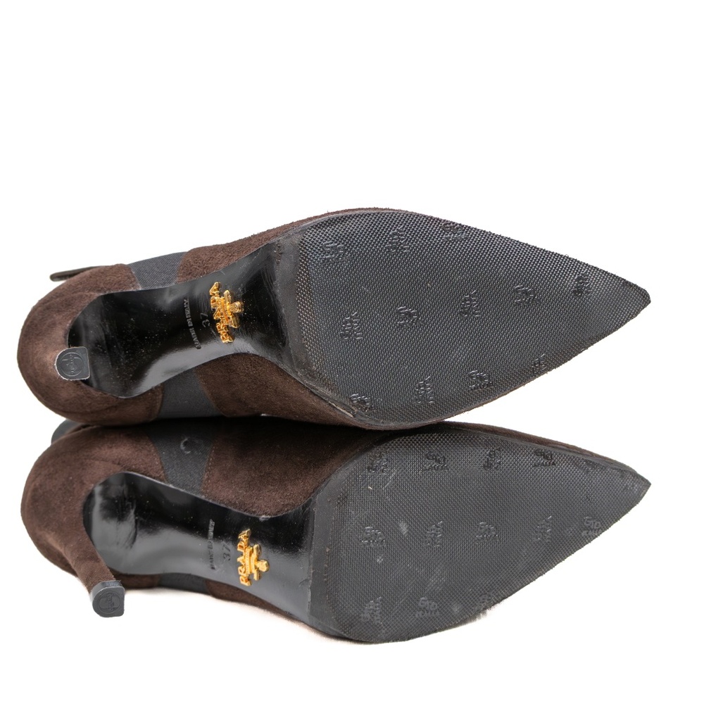 Prada Women's Brown Suede Stiletto Ankle Boots – Size EU 37 (US 6.5 –‎ 7) - Picture 9 of 10